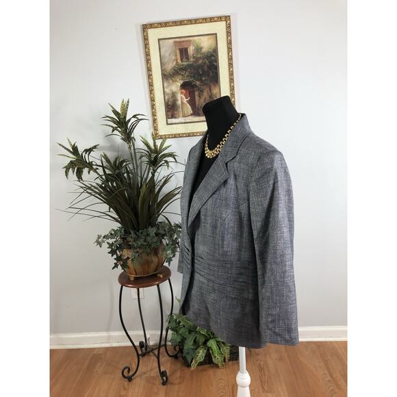 The Limited Women Jacket 14 3/4 Sleeve Lapel Notch Blazer Gray Clueless Preppy - Picture 5 of 11